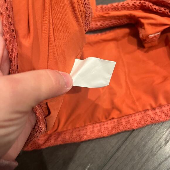 Andie Swim Coral Orange Crochet Lace Detail Bandeau Bikini Top Size XXL - Picture 4 of 4